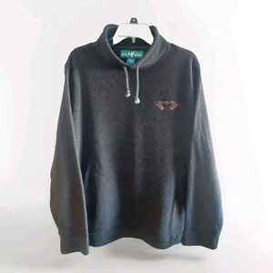 Big Dogs women's Vintage knit Pullover Sweatshirt Mock Neck tie Large Embroidery